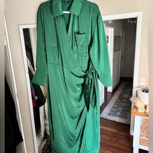 Elegant Green Wrap Dress ELOQUII
